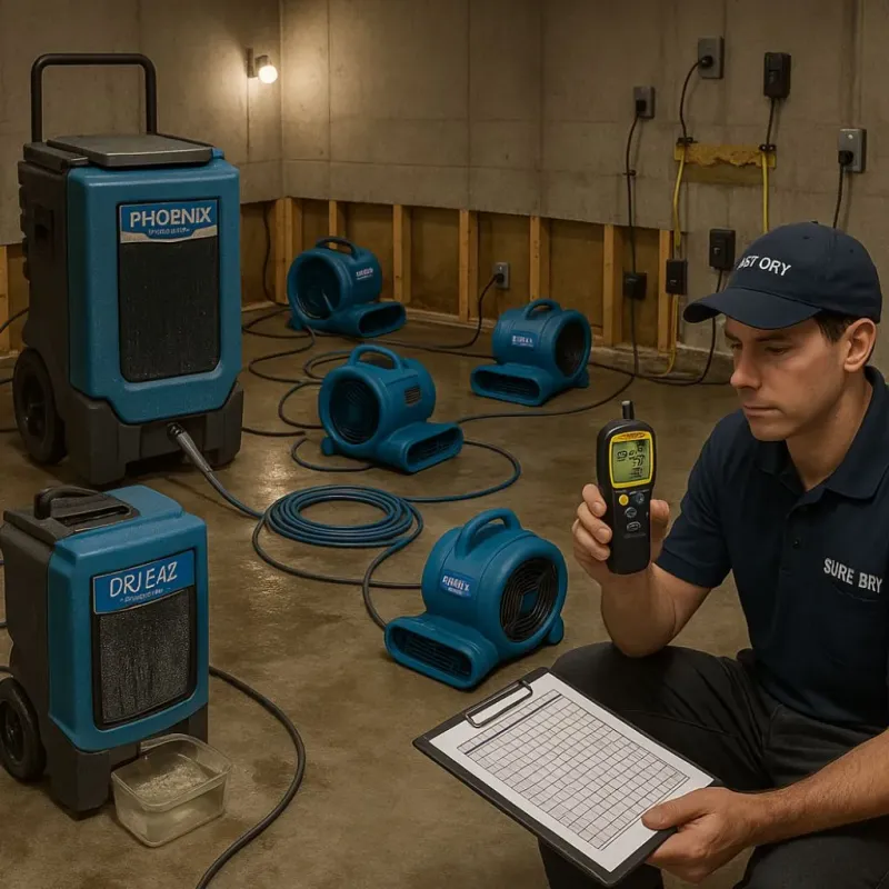 Structural Drying and Dehumidification process in Bowling Green, VA